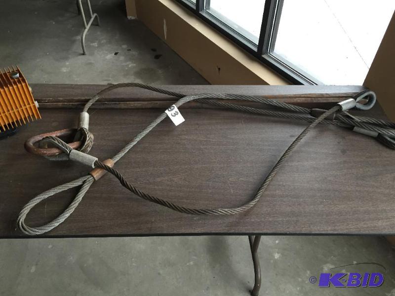 lot 93 image: 2 heavy duty steel cables and 2 heavy duty st...