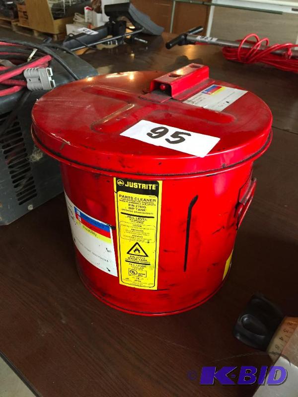 lot 95 image: JustRite parts cleaner safety can....