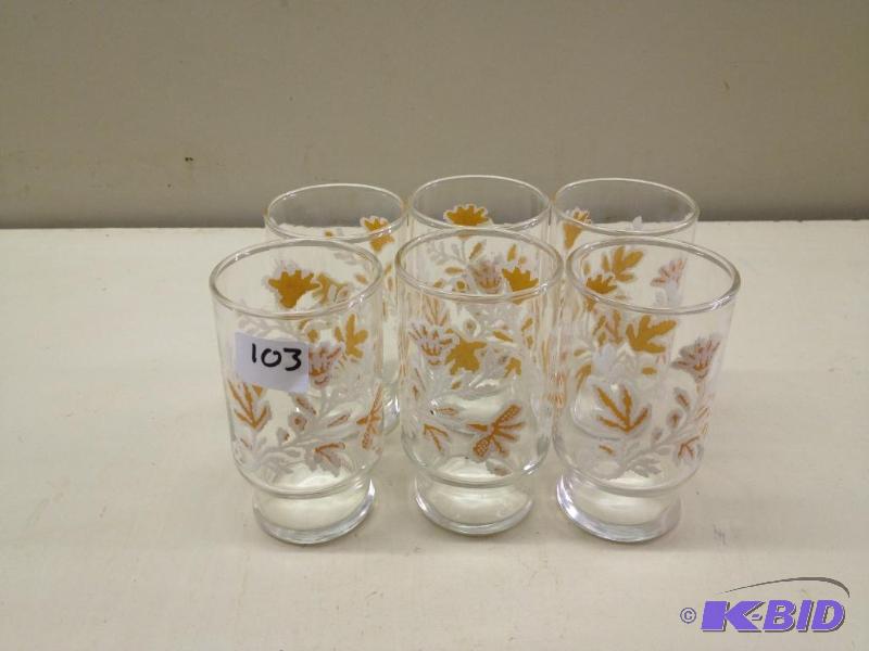 lot 103 image: Set of 6 Vintage Juice Glasses ...