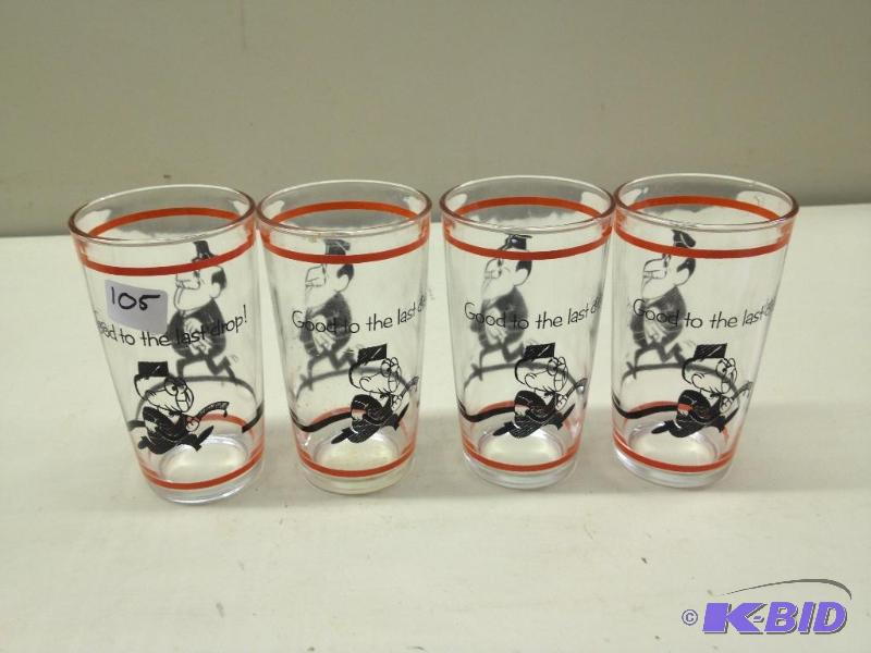 lot 105 image: 4 Good til the Last Drop Glasses...
