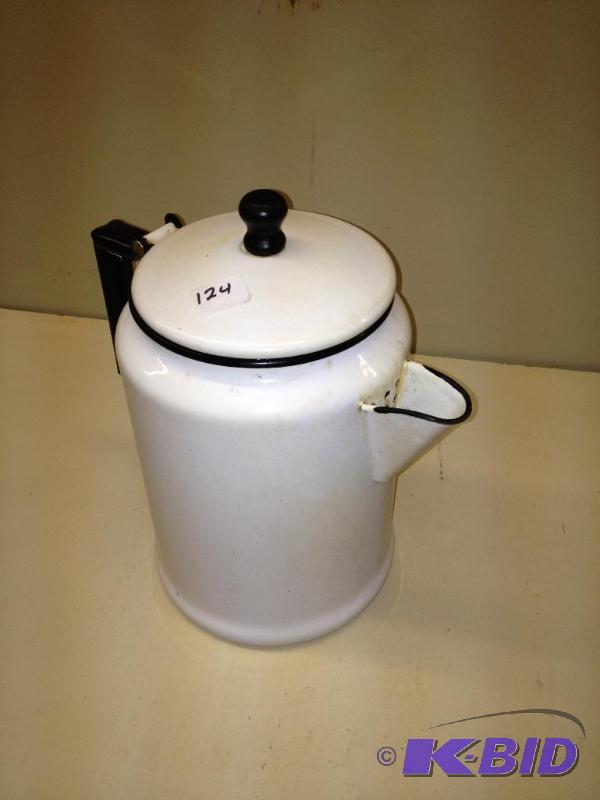 lot 124 image: Porcelain Enamel&nbspTea Kettle ...