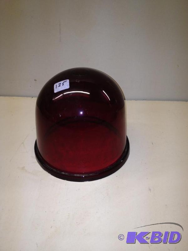 lot 125 image: Vintage Heavy Red Glass Police Roof Light Len...