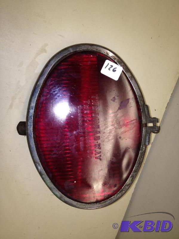 lot 126 image: Antique Heavy Glass Tail Light Lens and Assem...