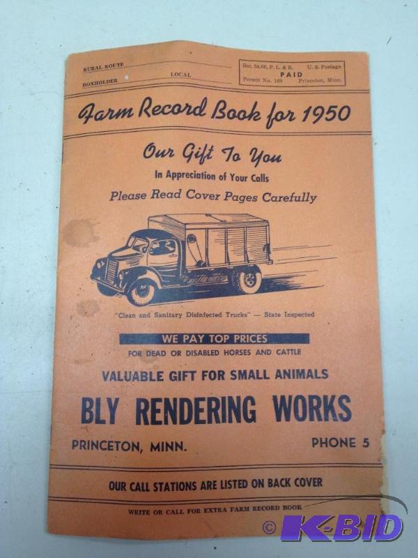 lot 131 image: Farm Record Book for 1950  Unused, great cond...