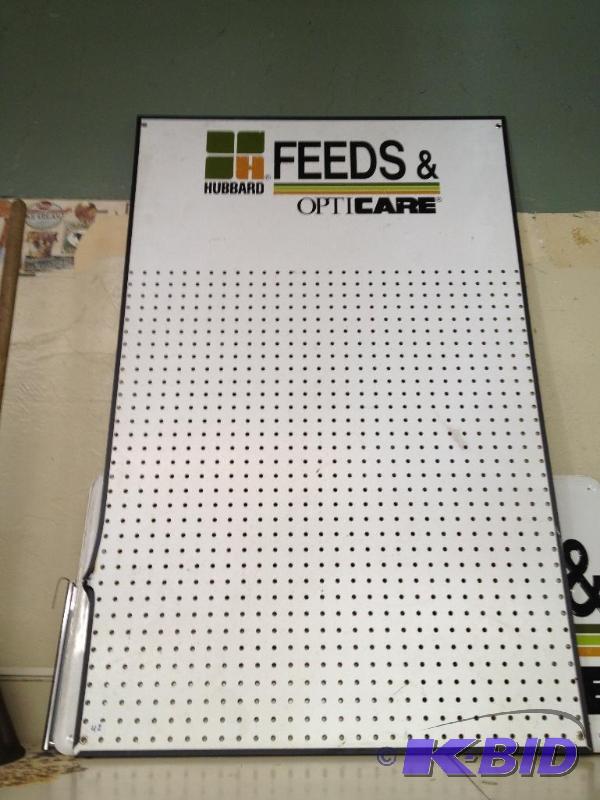 lot 42 image: Hubbard Feeds Peg Board Sign ...
