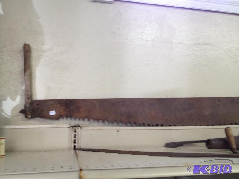 lot 54 image: Antique 2 Person Crosscut Saw ...