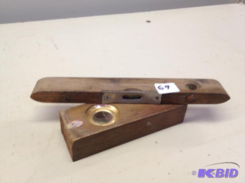 lot 69 image: 2 Antique Wood Levels ...