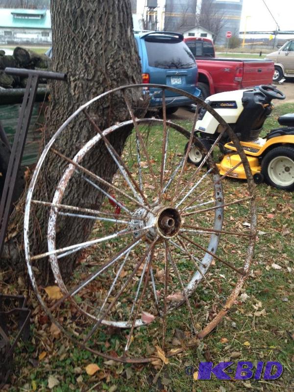 lot 9 image: 2 Large Steel Wheels ...