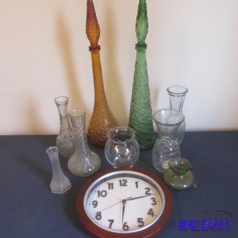 Decanters, Vases, Clock