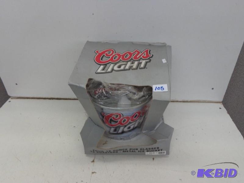 lot 105 image: Ice Bucket    Coors Bucket  4 Tumblers  Coas...