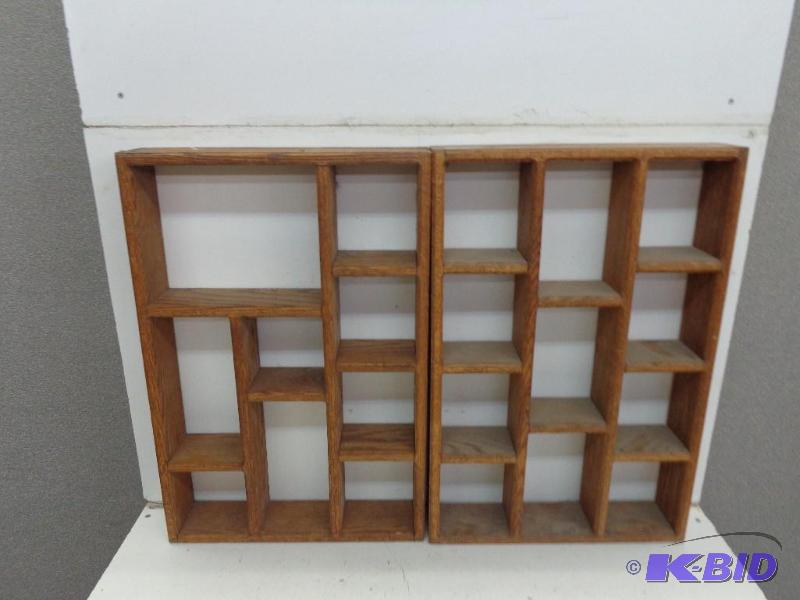 lot 110 image: Knick Knack Shelves   A Pair  Beautiful Oak  ...