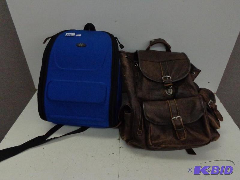 lot 159 image: Back Packs   1 Cloth - Brand X  1 Leather - V...