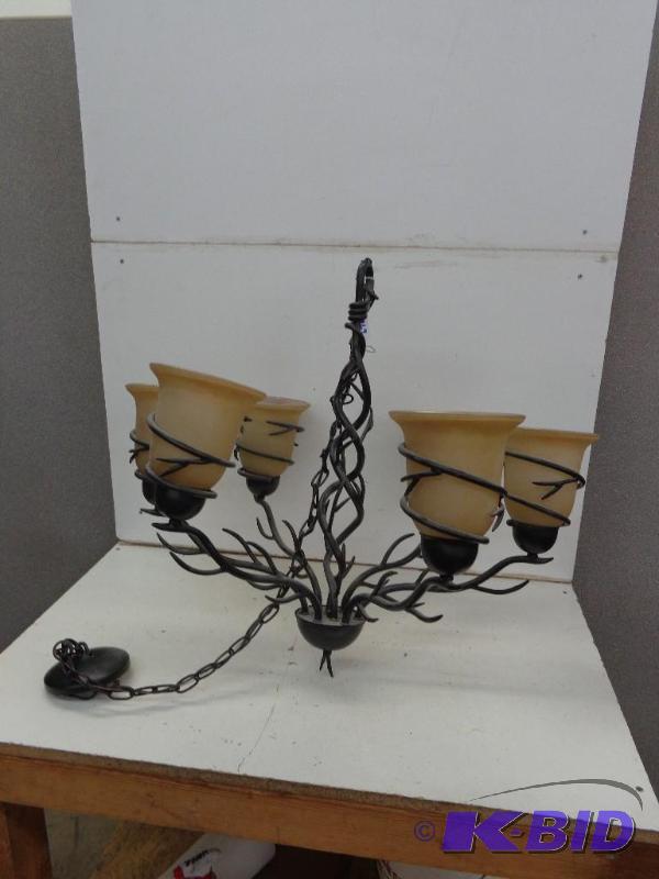 lot 169 image: Chandelier   Beautiful Wrought Iron  6 Bulb  ...