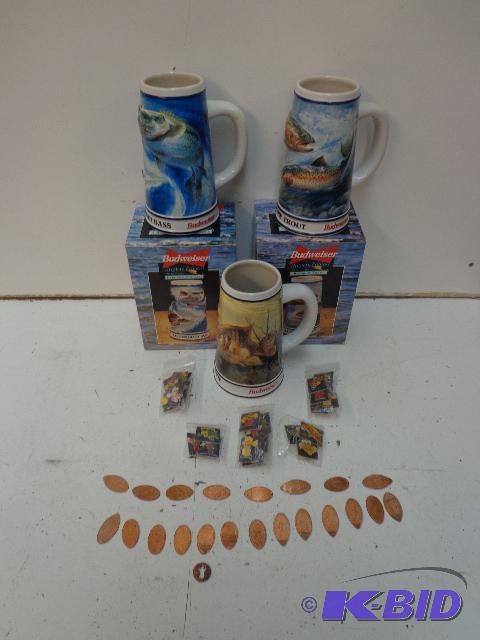 lot 43 image: Beer Mugs   3 Nice Budweiser Mugs  1 - Bass  ...