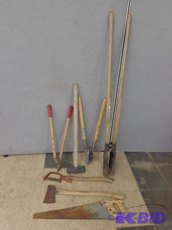 lot 74 image: Assortment of Tools   Shears  Sledge Hammer  ...