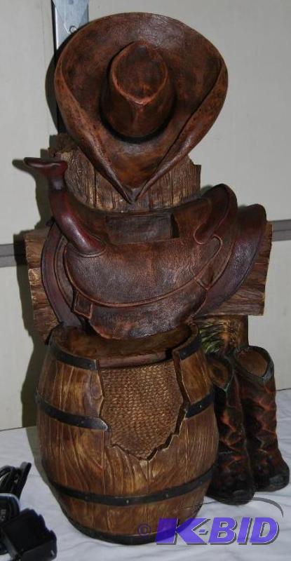 Hand Crafted Cowboy Fountain, resin composite...