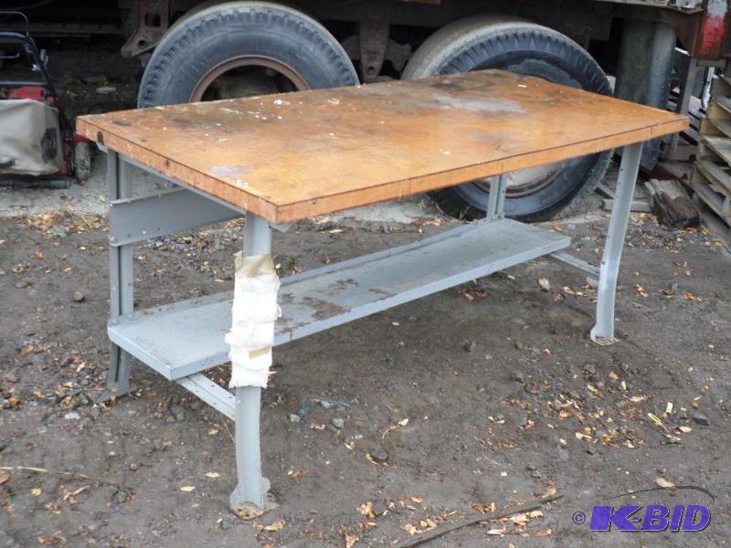 lot 17 image: 36&quotx72" Steel Framed Table With Hea...