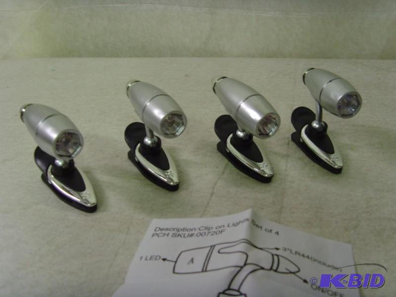 lot 228 image: LED Clip On Pivot Lights 4 Pack