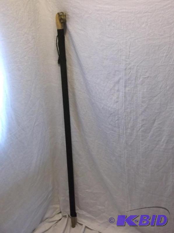 lot 28 image: Indian chief buffalo head walking stick measu...