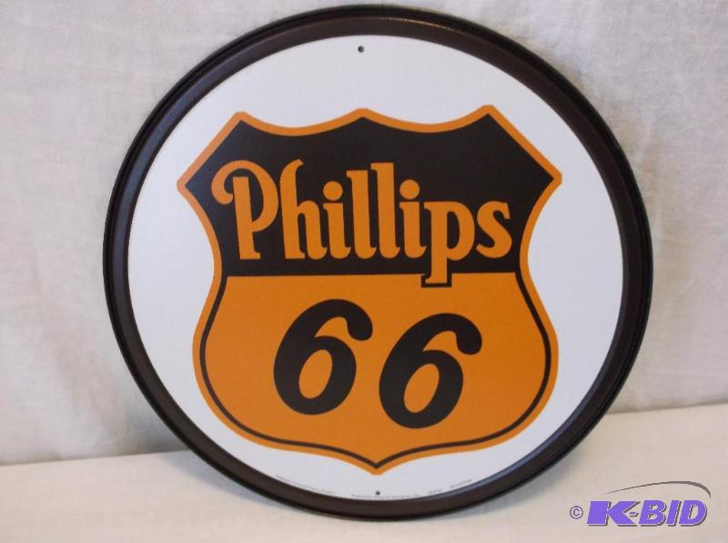 lot 45 image: Phillips 66 metal sign measuring 11 34"...