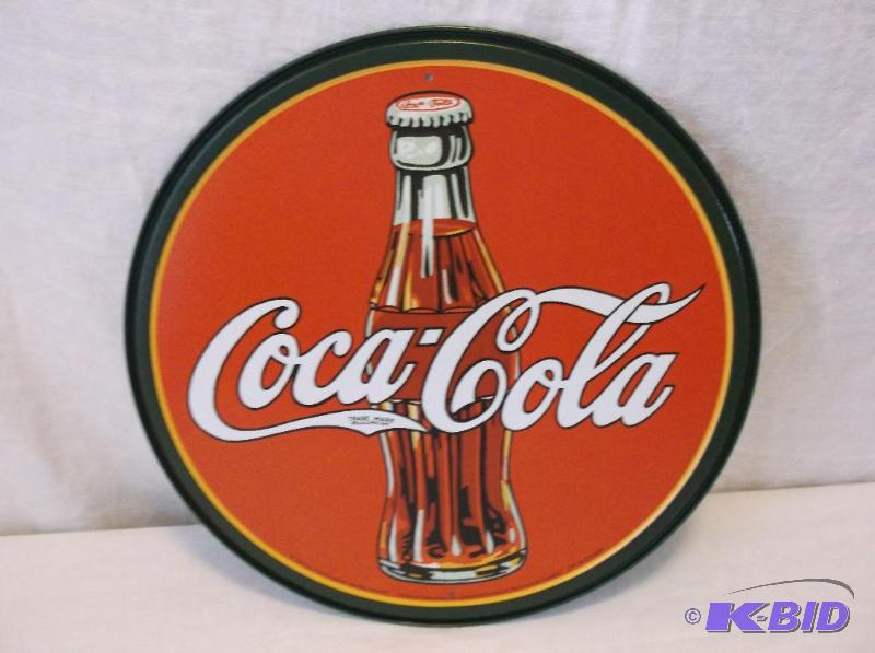 lot 47 image: Coca Cola metal sign measuring 11 34" d...