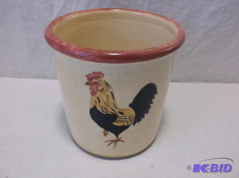 lot 74 image: Blue Sky stoneware crock measuring 6 14"...