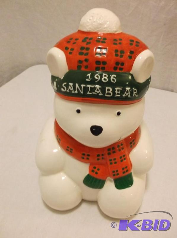 lot 96 image: Santa bear cookie jar in great condition....