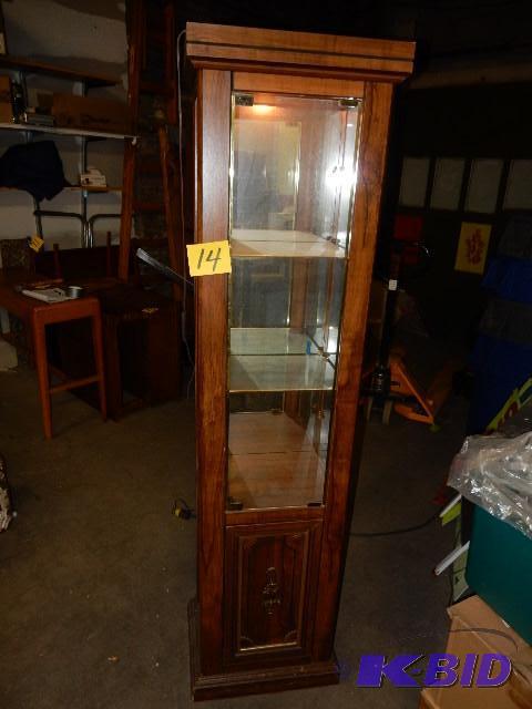 Glass and Simulated walnut curio Cabinet.. 1...