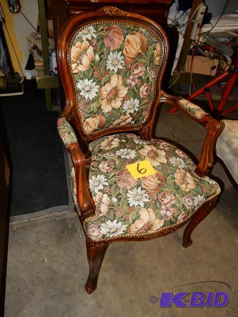 Nice Walnut wood and upholstered Side chair. ...