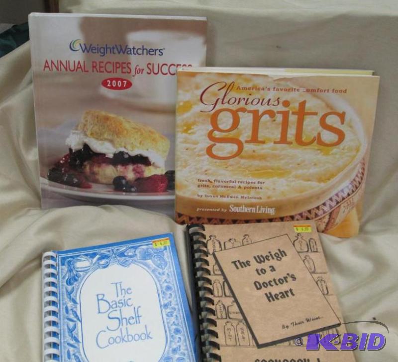 lot 168 image: Qty 4 The Basic shelf cookbook, The weigh to ...