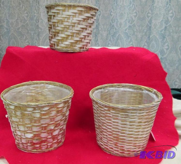 lot 181 image: Qty 3 Wicker basket different shapes, size, a...