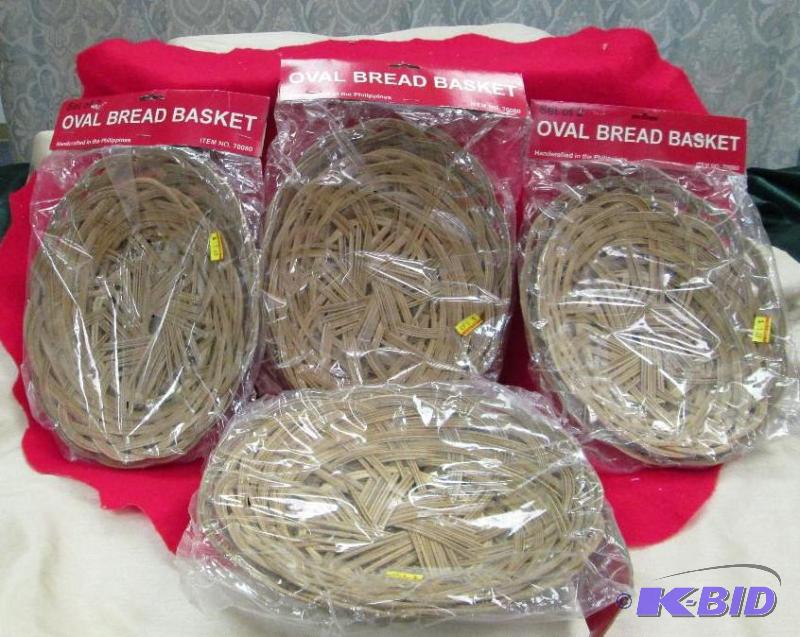 lot 183 image: Qty 4- Set of 2 oval basket...