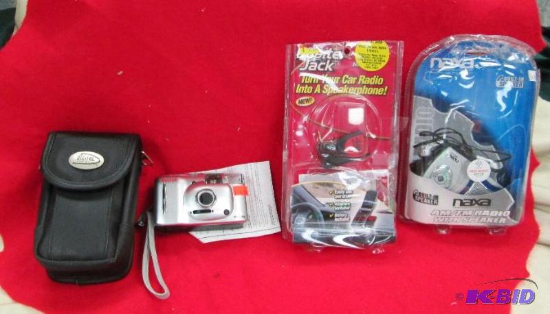 lot 251 image: Qty 4 Kodak camera KV270, case, Naxa AMFM ra...