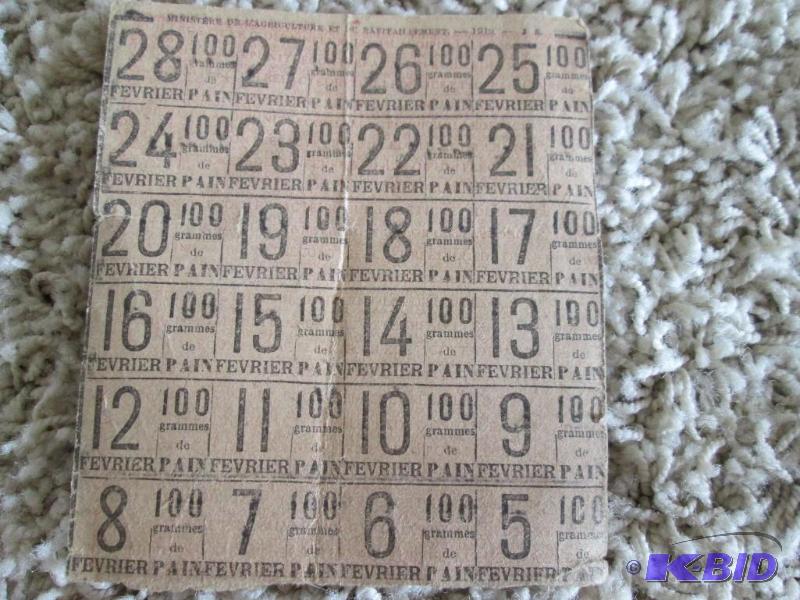 lot 68 image: World War I French bread ration stamps...