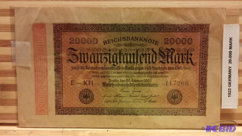 1923 GERMANY 20,000 MARK NOTE...