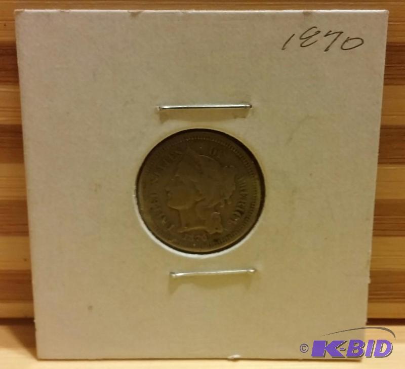 1870 THREE CENT NICKEL...
