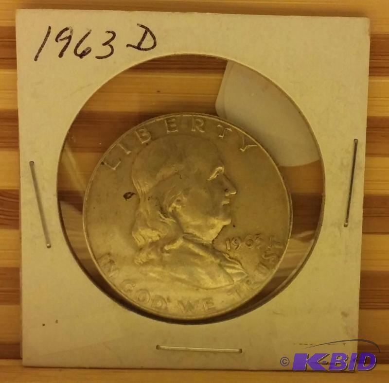 1963 D (DENVER MINT) FRANKLIN HALF DOLLAR 90%...
