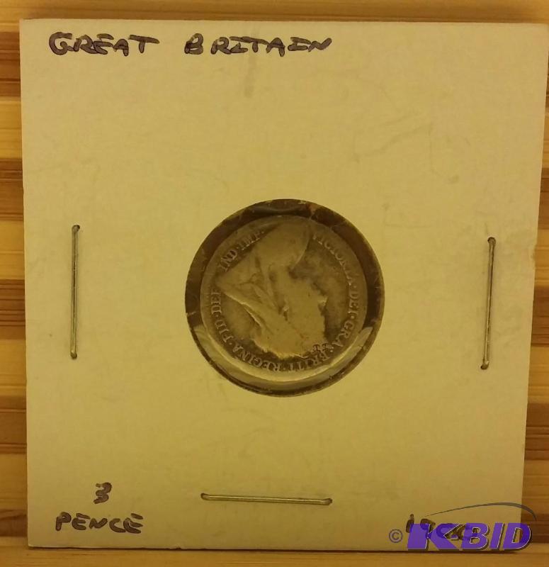 1900 GREAT BRITAIN 3 PENCE SILVER, .925% SILV...