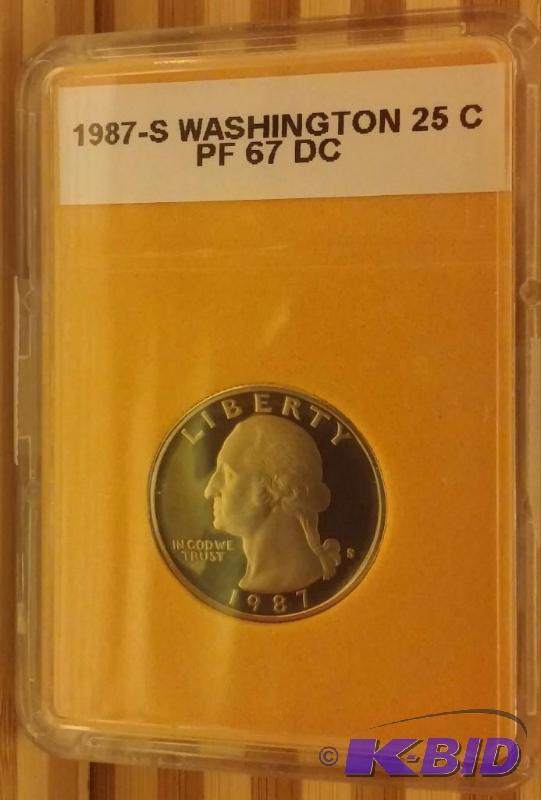 1987 S WASHINGTON QUARTER PROOF SLABBED...