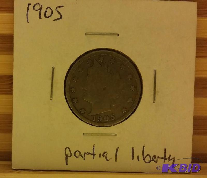 1905 LIBERTY HEAD  V-NICKEL PARTIAL LIBERTY ...
