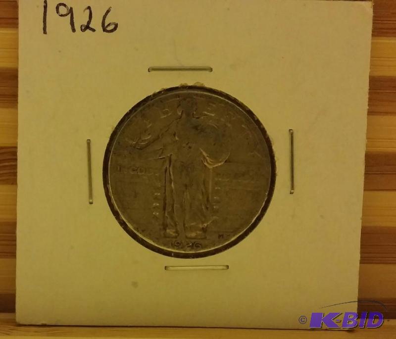 1926 STANDING LIBERTY QUARTER 90% SILVER...