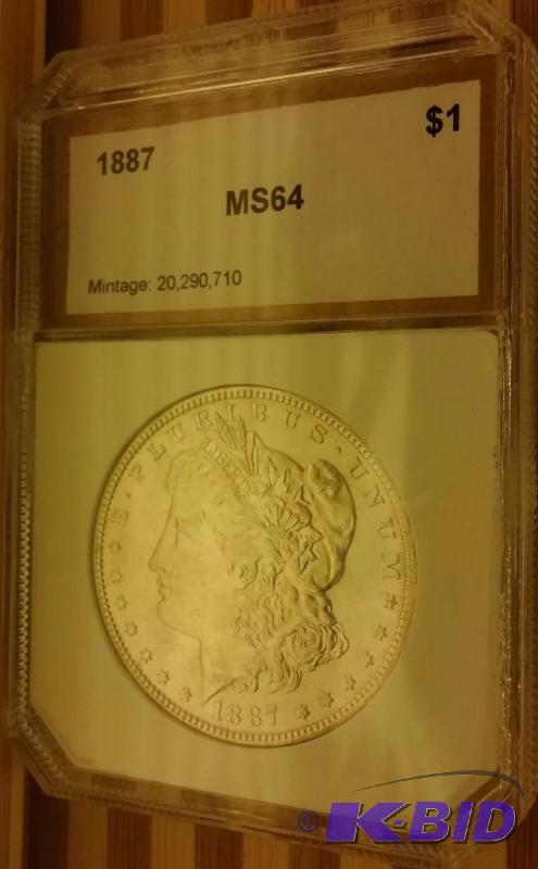 1887 MORGAN SILVER DOLLAR SLABBED BY PCI MS 6...
