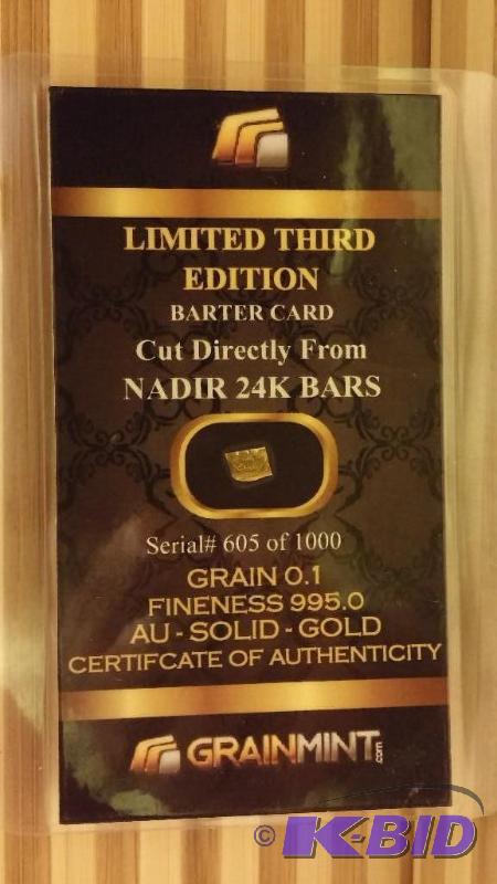 GRAIN MINT CERTIFIED 1 GRAIN .995 24K GOLD...
