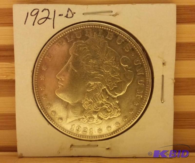 1921 D (DENVER MINT) MORGAN SILVER DOLLAR 90%...
