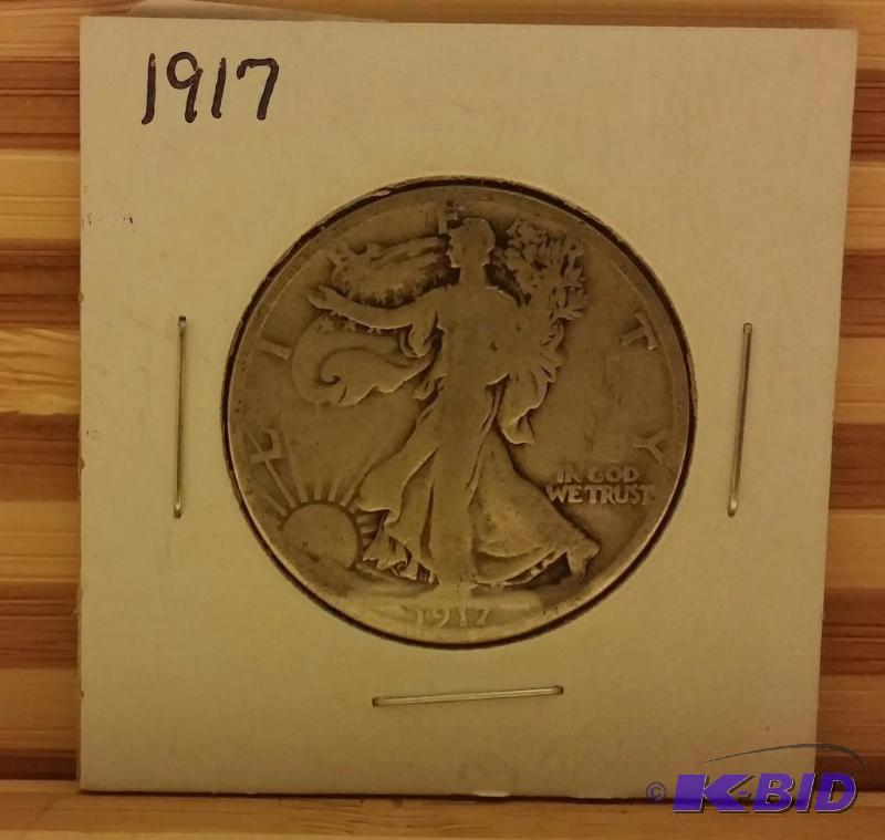 1917 WALKING HALF DOLLAR 90% SILVER...