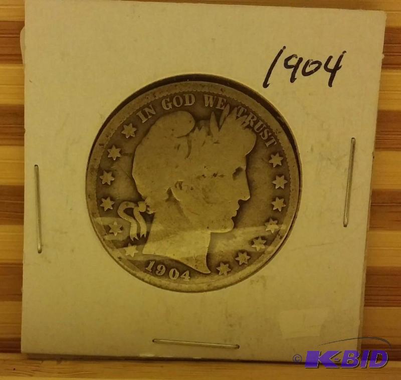 1904 BARBER HALF DOLLAR 90% SILVER...