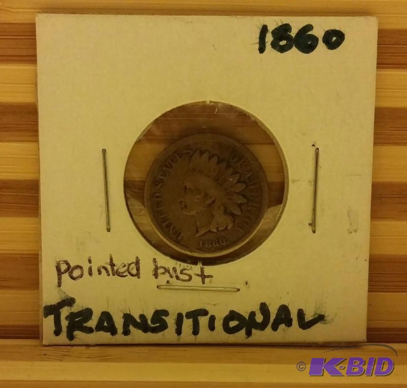 1860 INDIAN HEAD PENNY, POINTED BUST VARIETY...