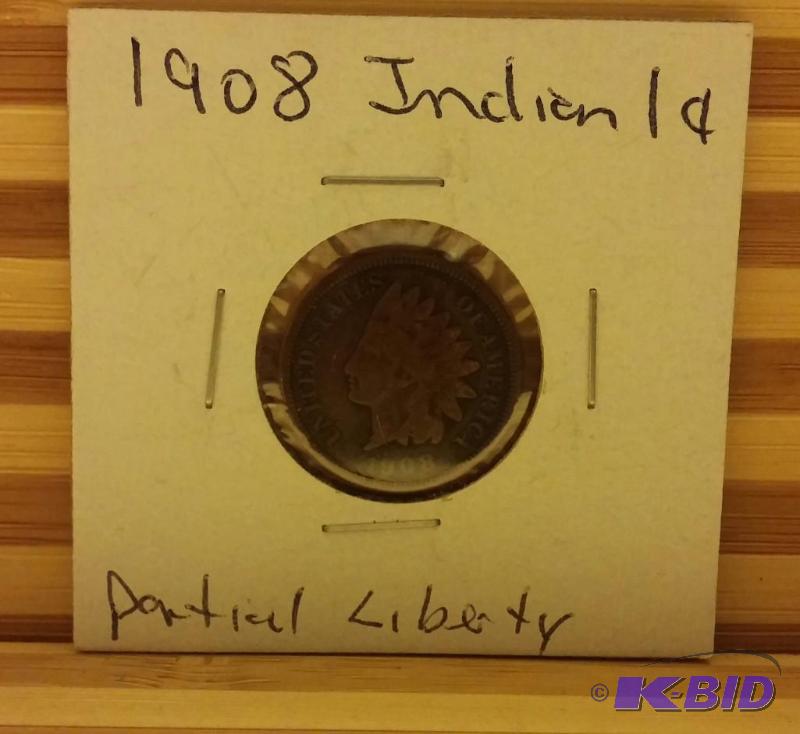 1908 INDIAN HEAD PENNY PARTIAL LIBERTY...