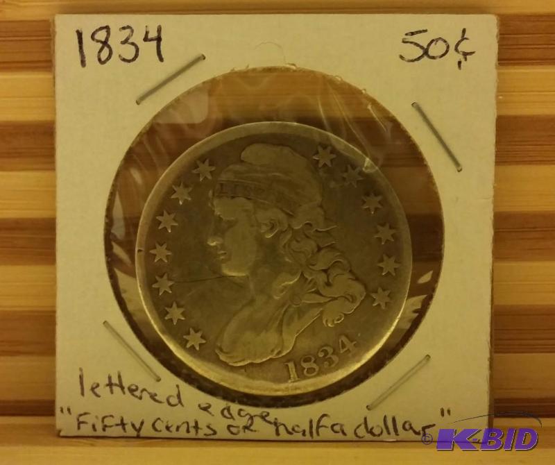 1834 BUST HALF DOLLAR, LETTERED EDGE &quotFI...