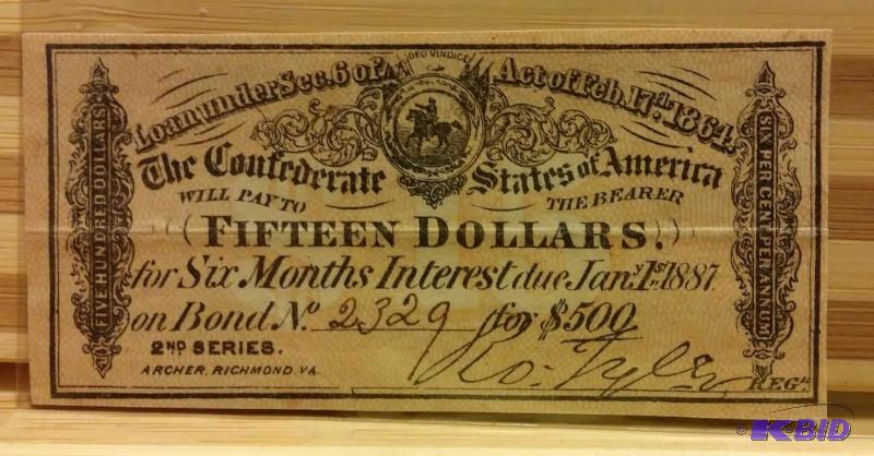 CONFEDERATE STATES OF AMERICA FIFTEEN DOLLAR ...